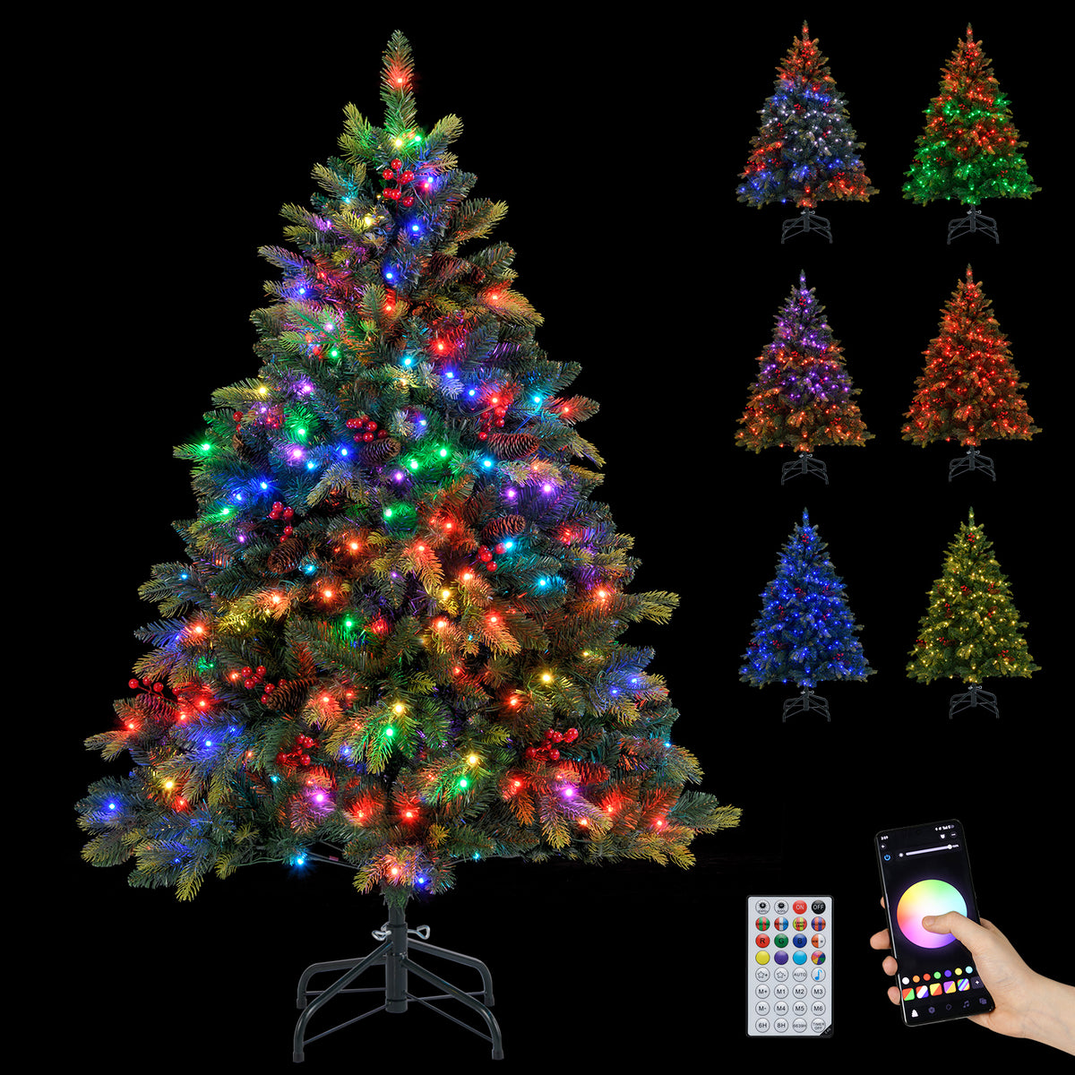 5 ft Artificial Christmas Tree with LED Lights, Remote & App Control