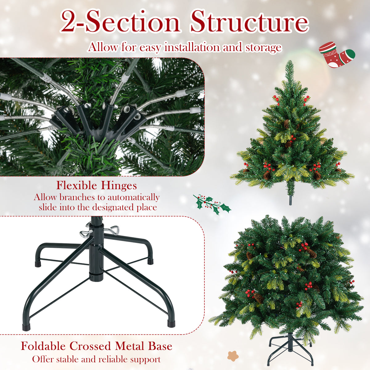 5 ft Artificial Christmas Tree with LED Lights, Remote & App Control