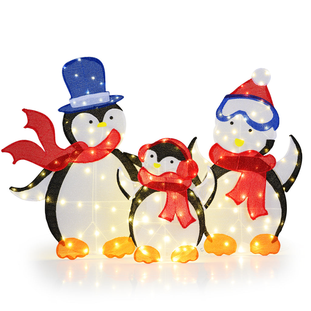Penguin Family Christmas Decoration with 160 LED Lights - Indoor/Outdoor Holiday Decor - Variation: Penguin Family
