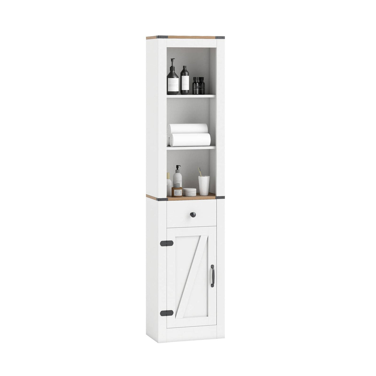 68 Inch Tall Bathroom Cabinet with Drawer, White