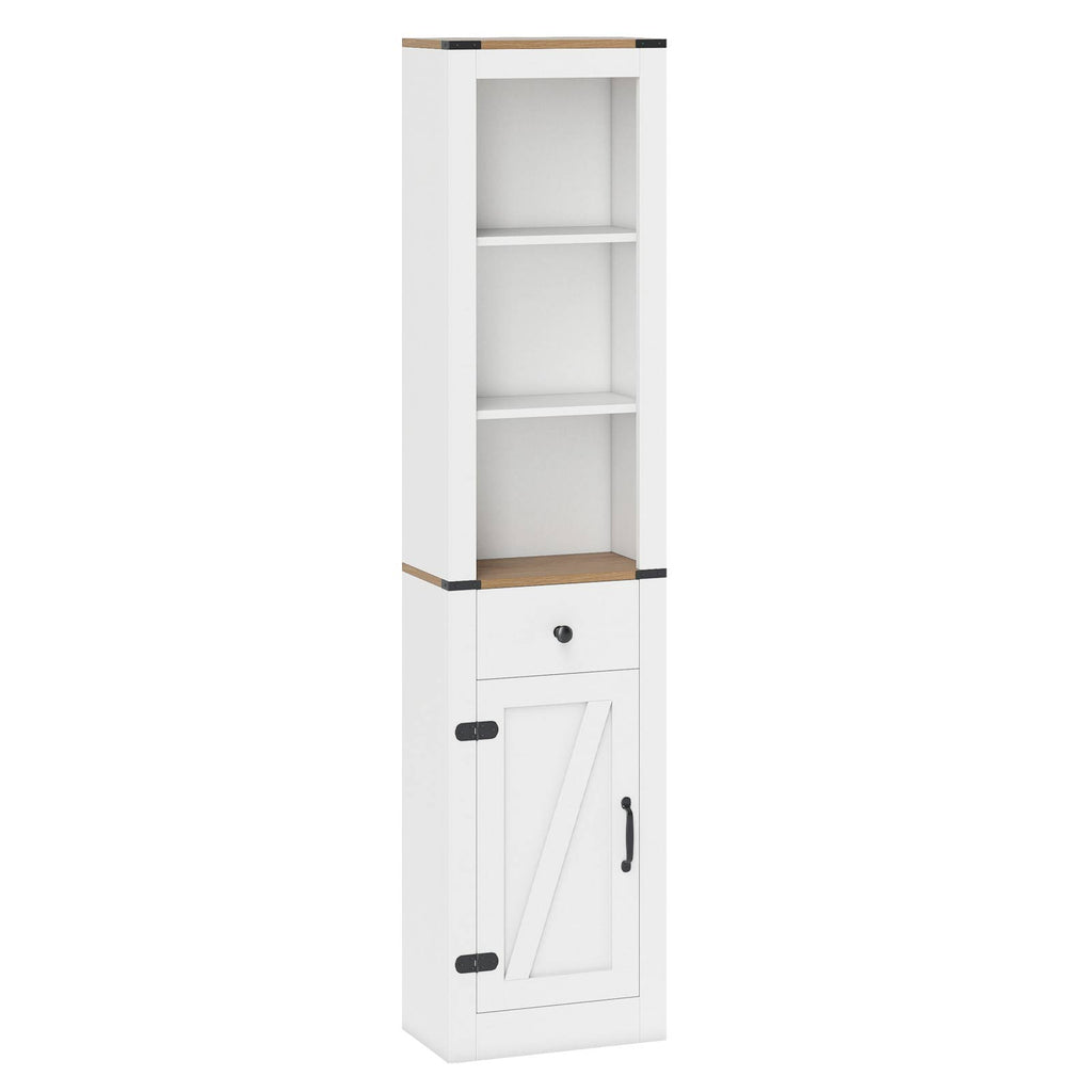 68 Inch Tall Bathroom Cabinet with Drawer, White