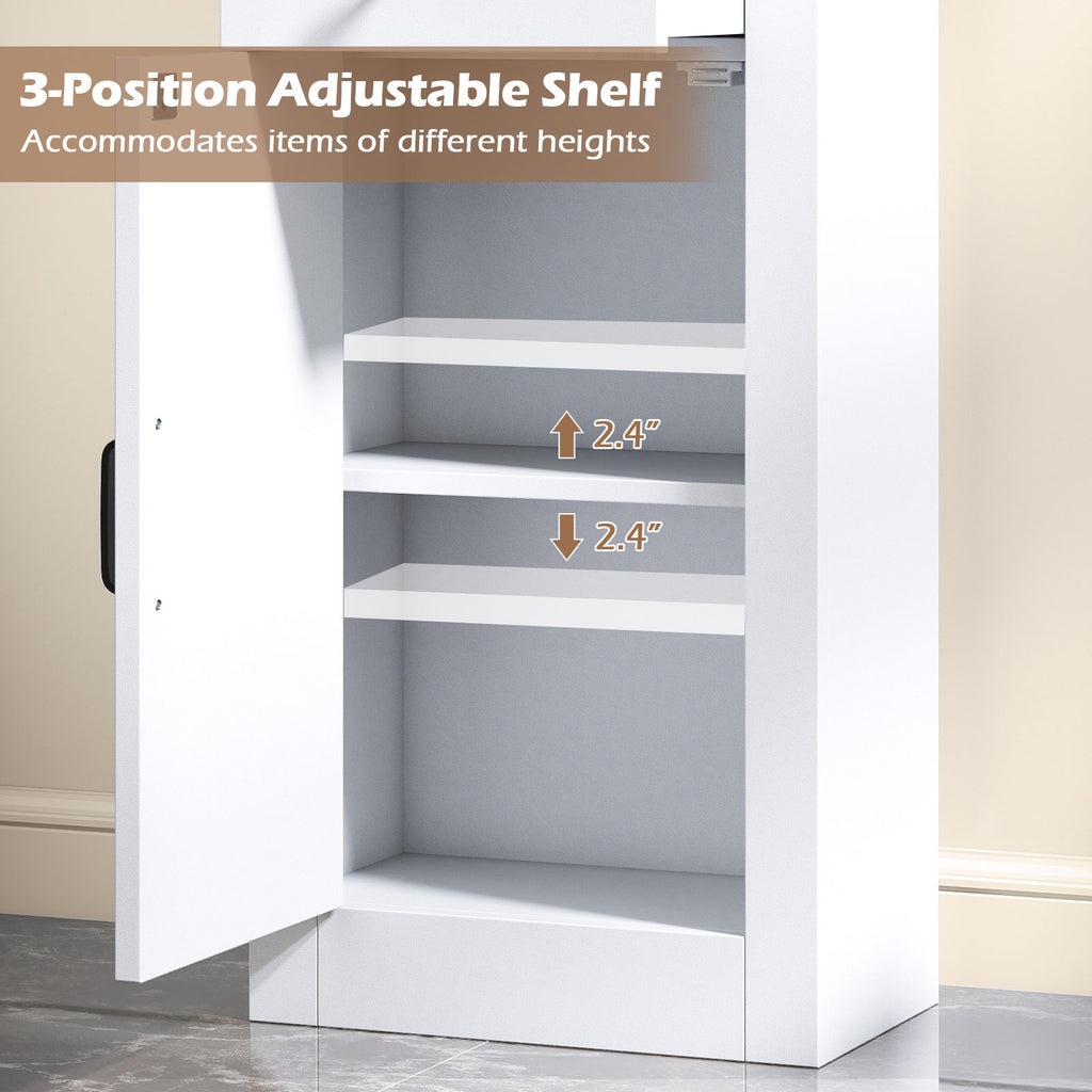 68 Inch Tall Bathroom Cabinet with Drawer, White