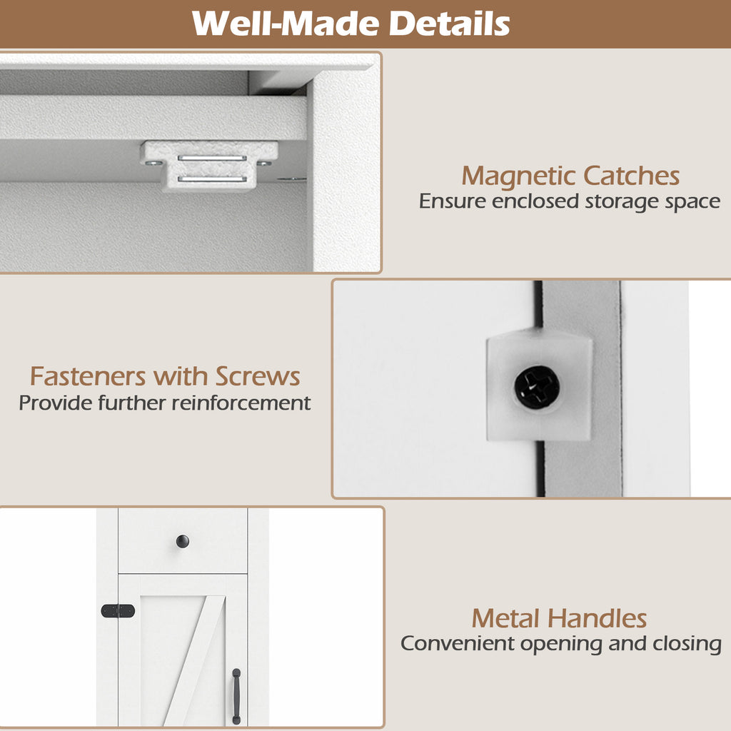 68 Inch Tall Bathroom Cabinet with Drawer, White