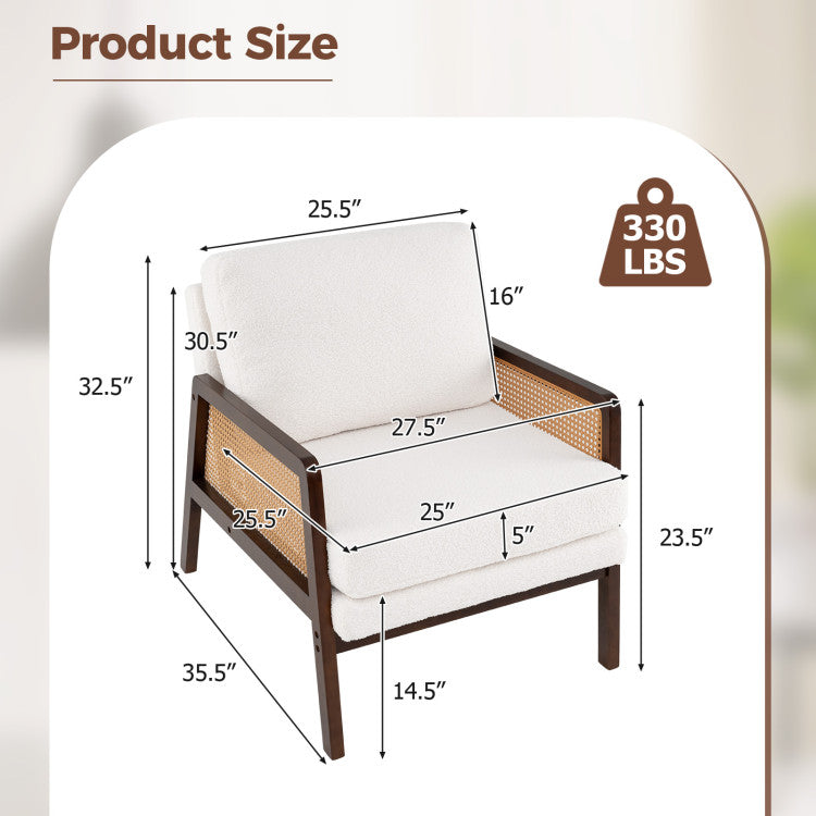 3-Piece Rattan Living Room Set - Coffee Table, Side Table & Accent Chair