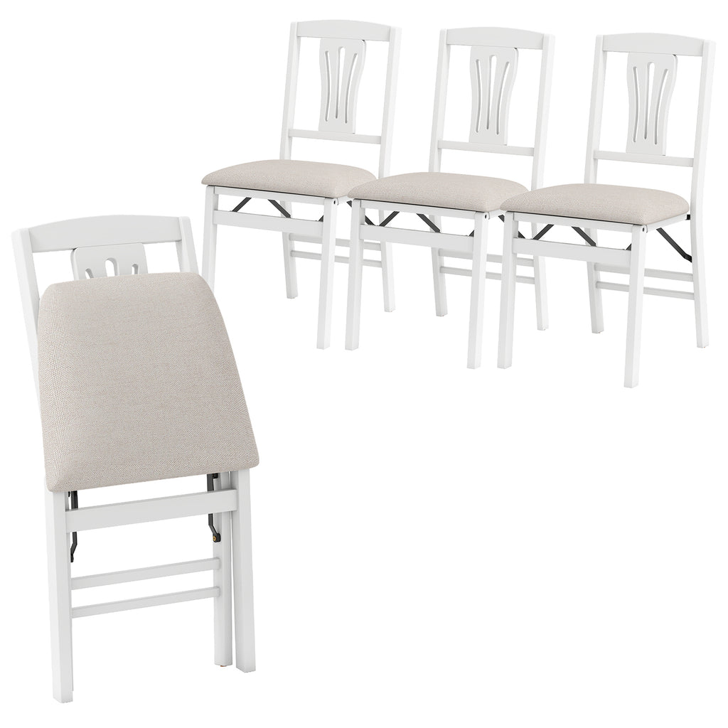 Folding Dining Chairs Set of 4, White with Ergonomic Backrest