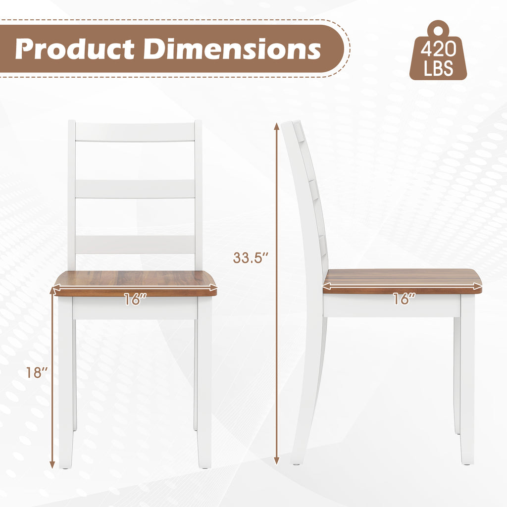 4 Dining Chairs with Solid Rubber Wood Legs - Rustic Brown