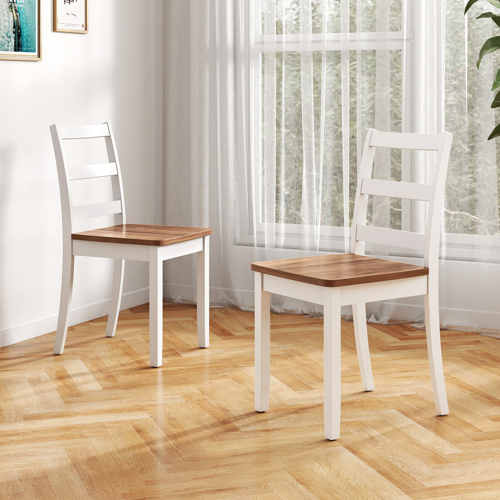 4 Dining Chairs with Solid Rubber Wood Legs - Rustic Brown