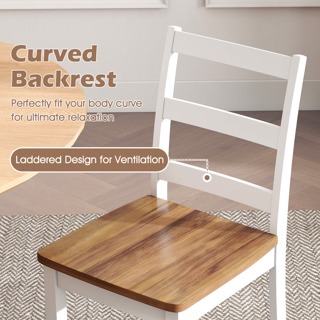 4 Dining Chairs with Solid Rubber Wood Legs - Rustic Brown