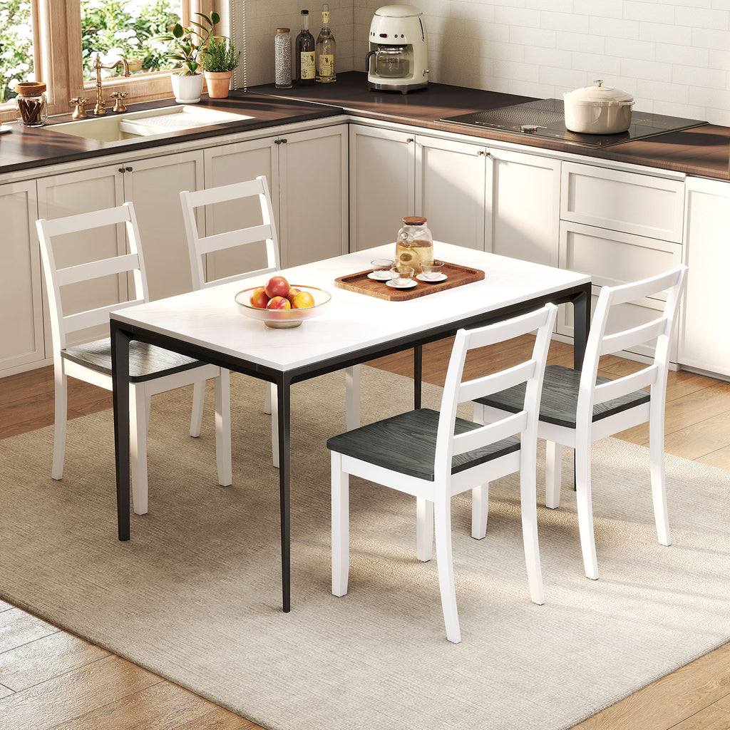 4 Dining Chairs with Solid Rubber Wood Legs - Rustic Brown