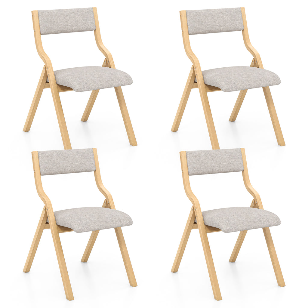 Folding Dining Chairs Set of 4 - Upholstered Wooden