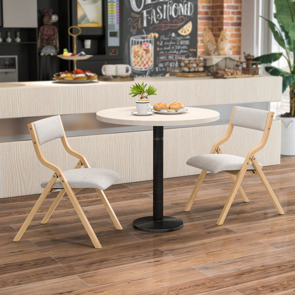Folding Dining Chairs Set of 4 - Upholstered Wooden