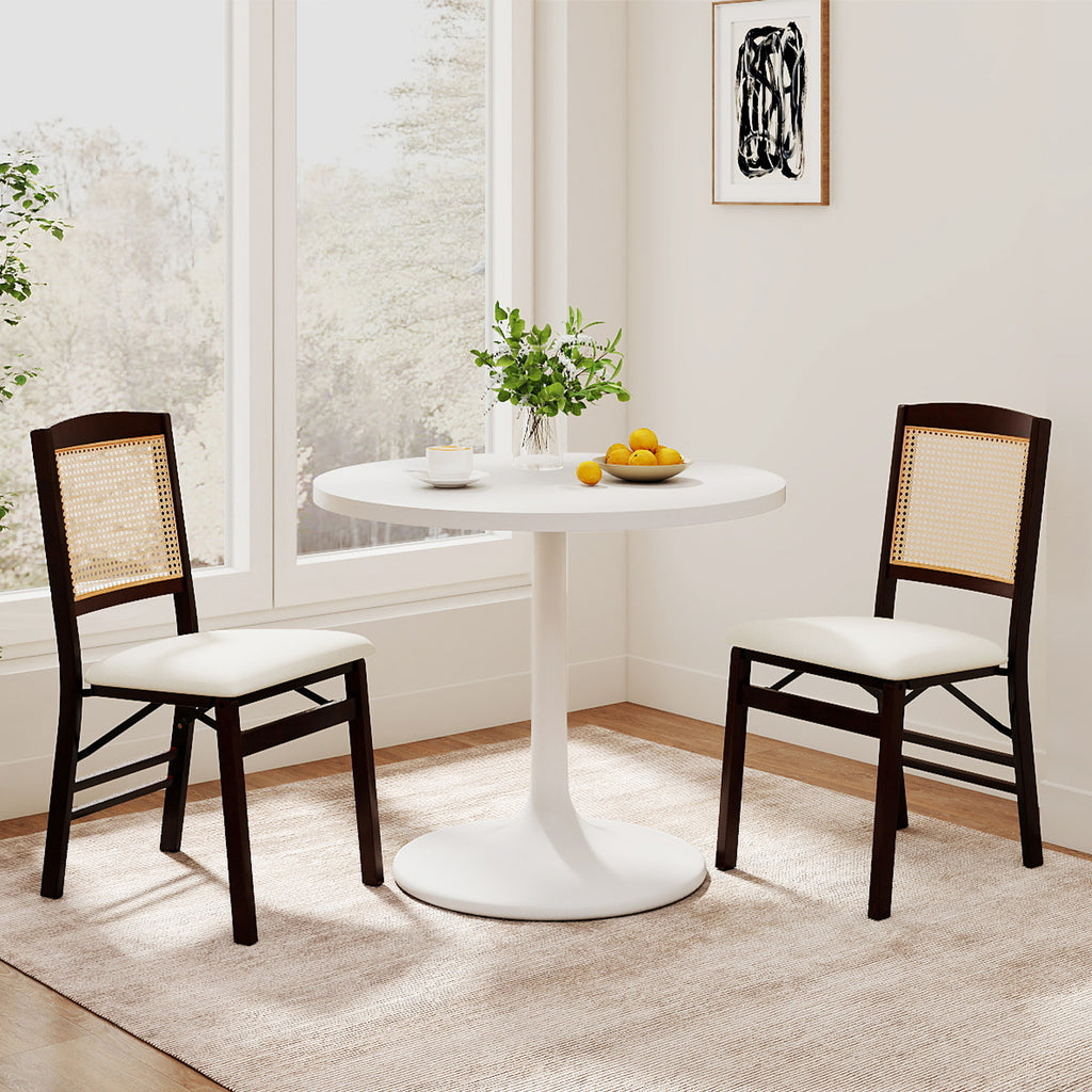 Folding Dining Chairs Set of 2, Rattan, Coffee
