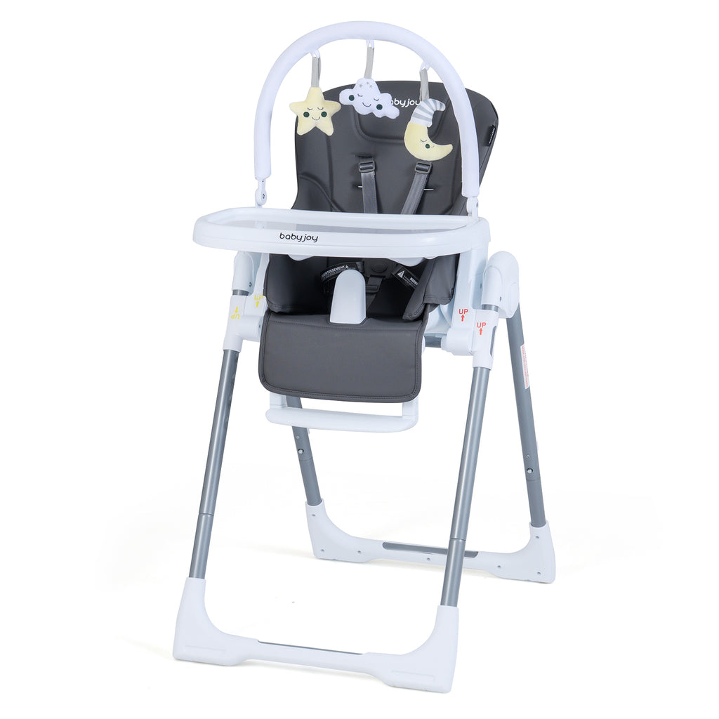 Foldable Baby High Chair with Adjustable Height & Seat - Light Gray