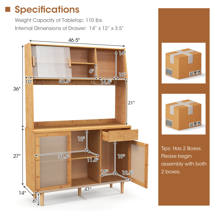 Extendable Dining Set with Rattan Chairs & Cabinet