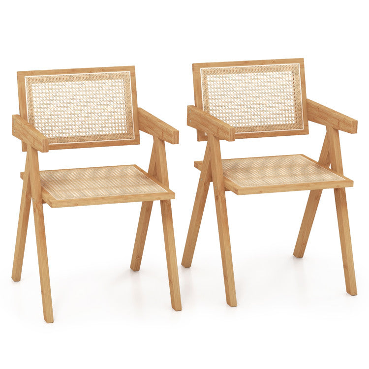 Extendable Dining Set with Rattan Chairs & Cabinet