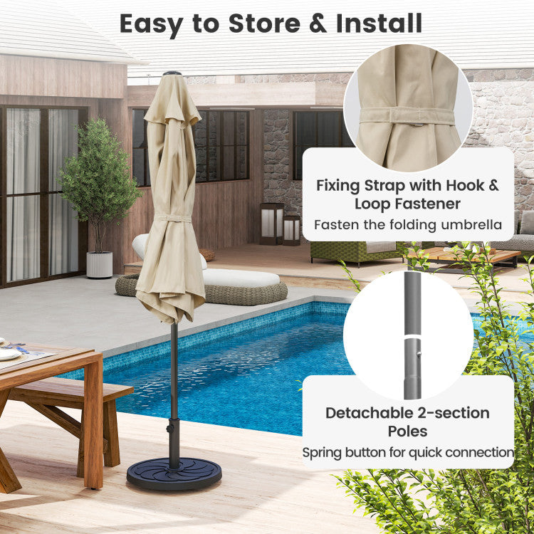 3-Piece Wooden Picnic Table Set with Umbrella & Base