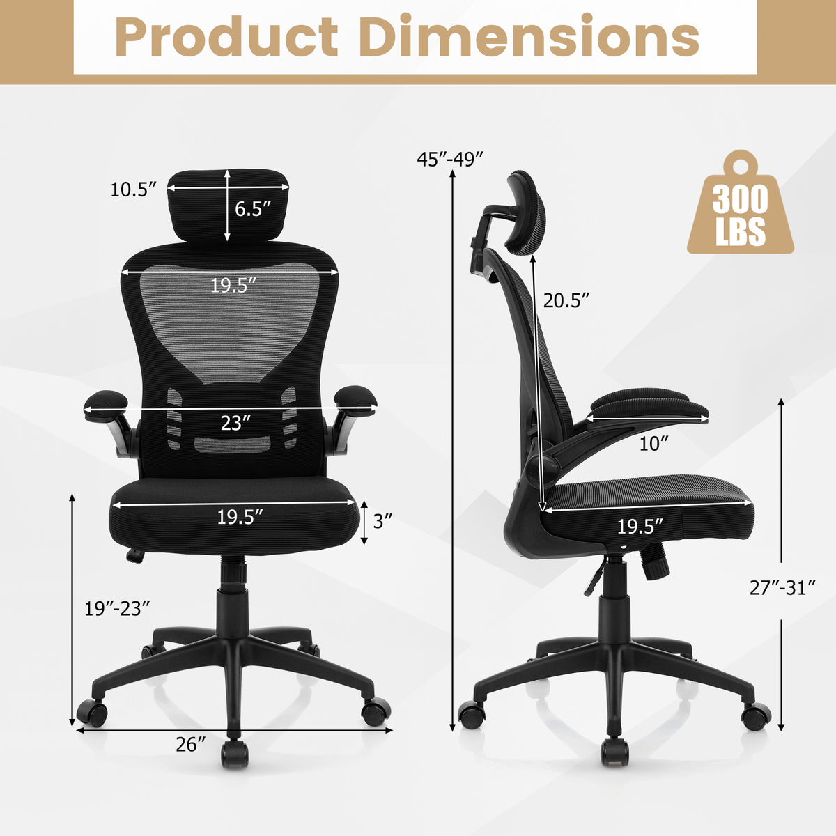 48" Computer Desk and Ergonomic Mesh Chair Bundle - Black