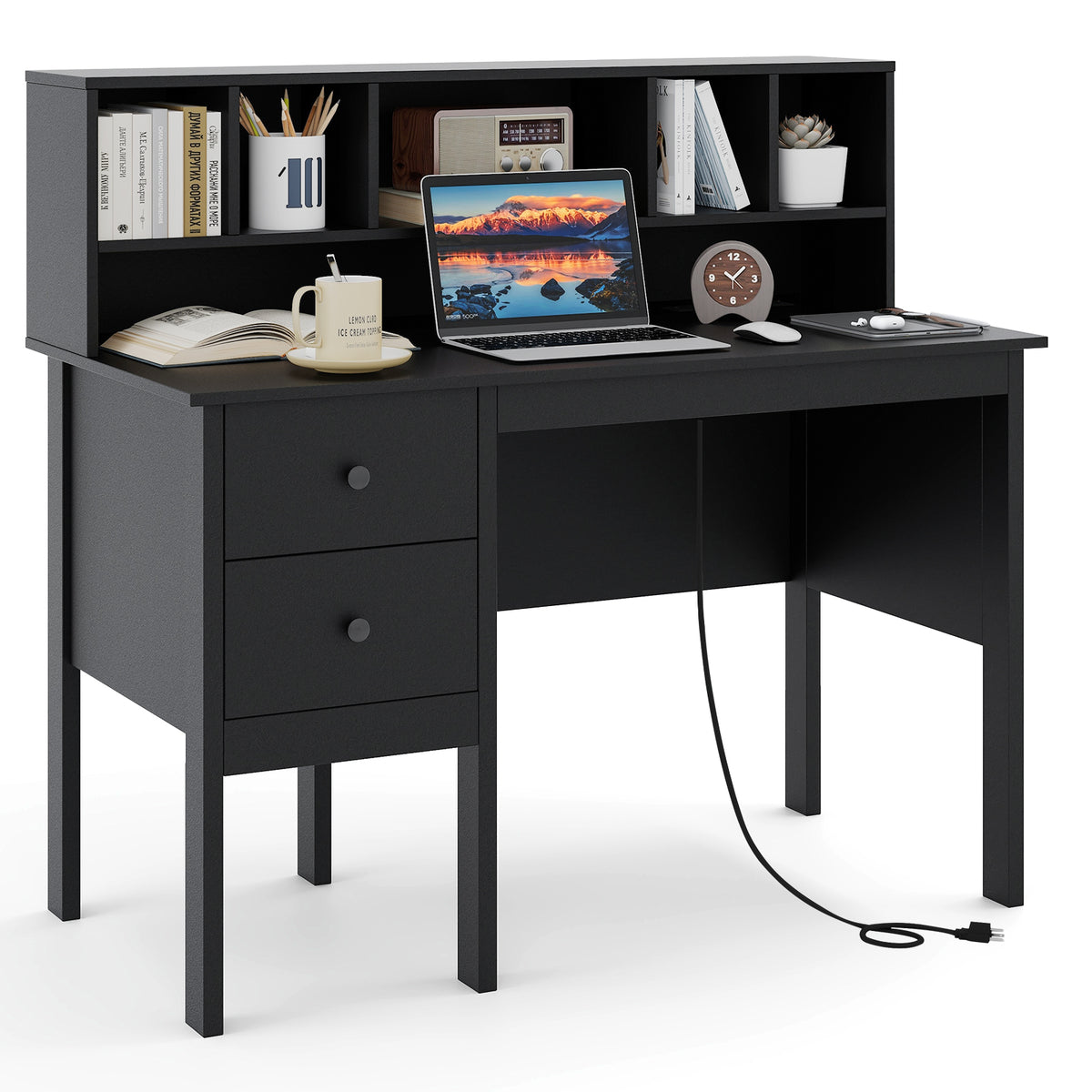 48" Computer Desk and Ergonomic Mesh Chair Bundle - Black