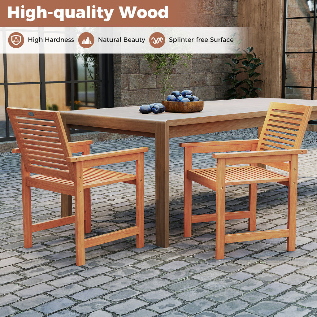 5 Pieces Patio Wood Dining Set Outdoor Rectangular Table and Chairs