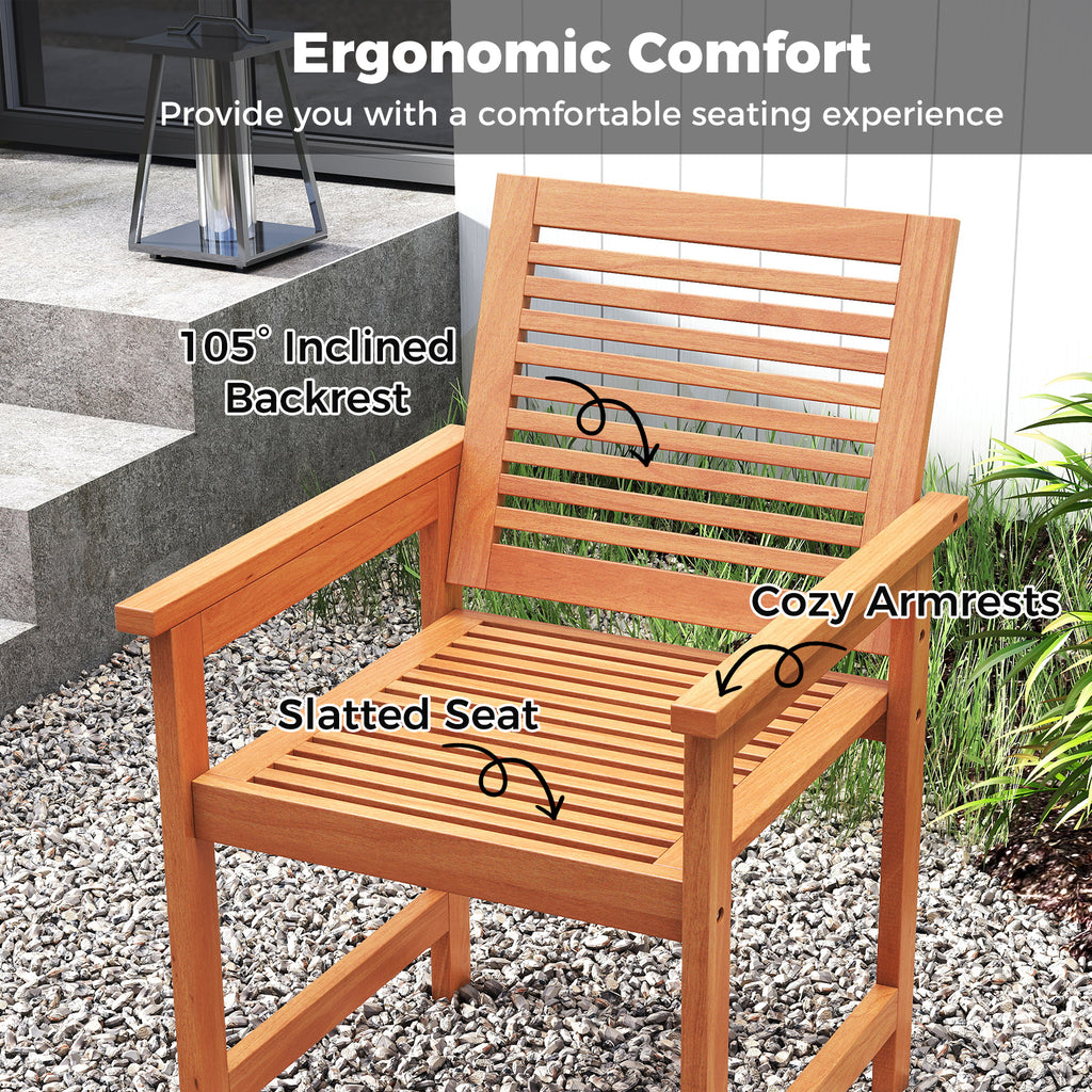 5 Pieces Patio Wood Dining Set Outdoor Rectangular Table and Chairs