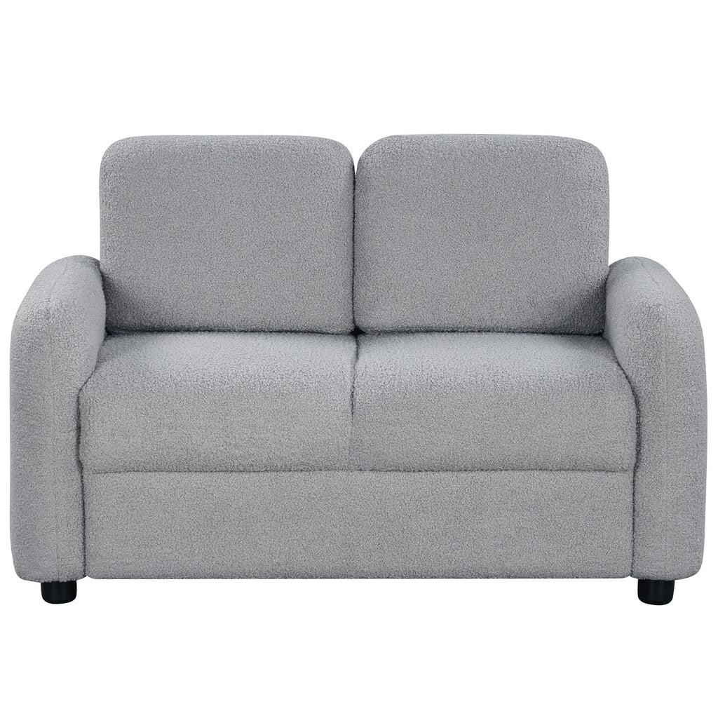 2-Seat Kids Sofa Toddler Couch with Teddy Fleece Upholstery - White Variation