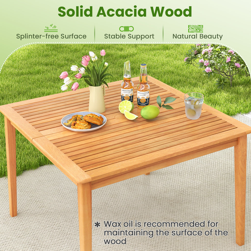 5-Piece Acacia Wood Patio Dining Set with 4 Chairs – Style C