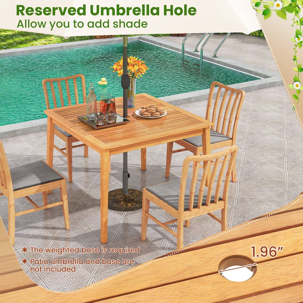 5-Piece Acacia Wood Patio Dining Set with 4 Chairs – Style C