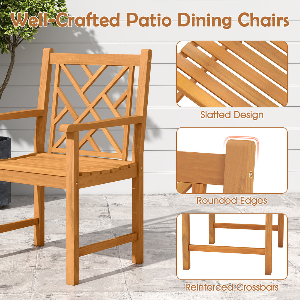 5-Piece Acacia Wood Patio Dining Set with 4 Chairs – Style C
