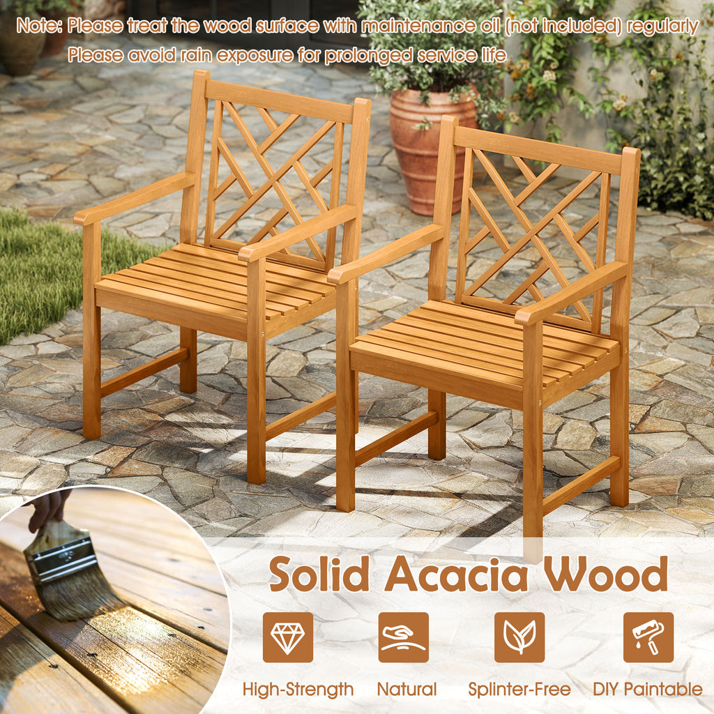 9-Pieces Patio Dining Table Set Wood Rectangular with 8 Chairs and