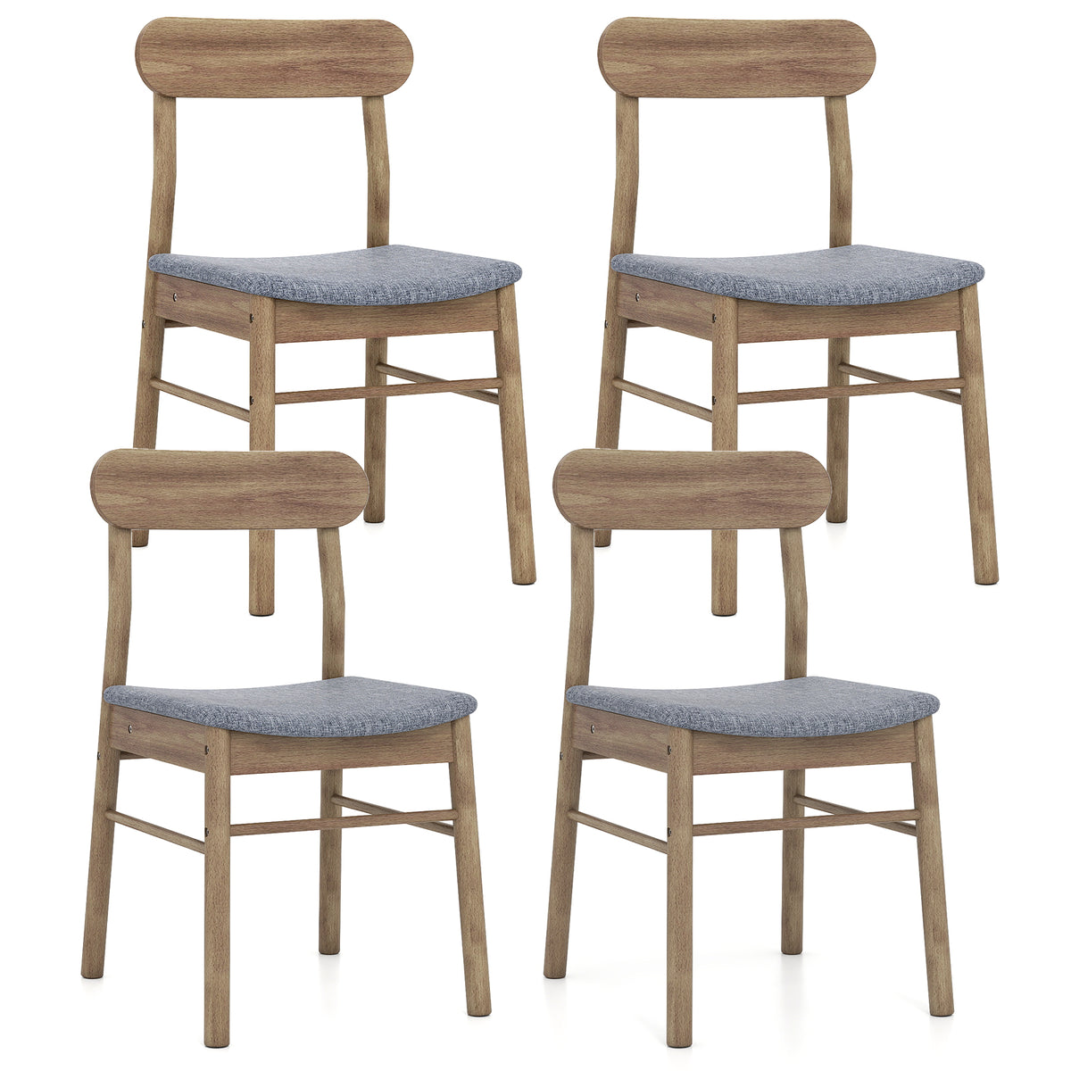 Armless Dining Chairs Set of 4, Oak - Upholstered