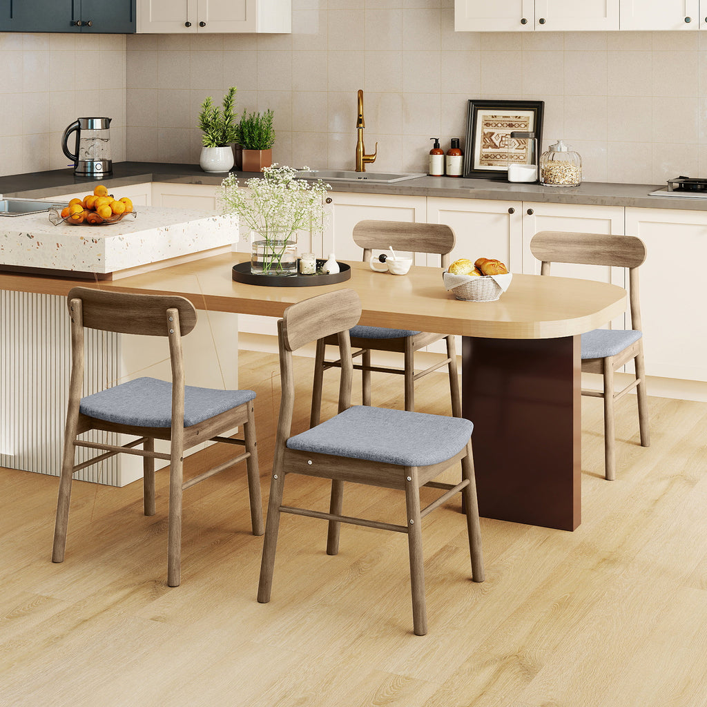 Armless Dining Chairs Set of 4, Oak - Upholstered
