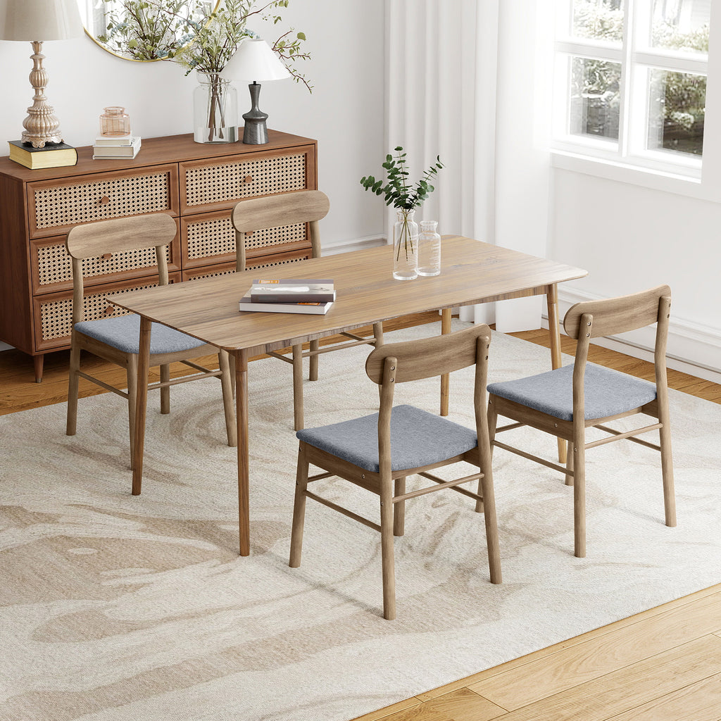 Armless Dining Chairs Set of 4, Oak - Upholstered