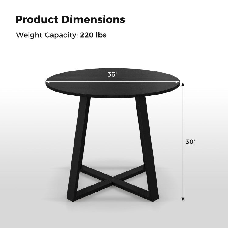 36" Round Pedestal Dining Set - 2 Sherpa Upholstered Chairs