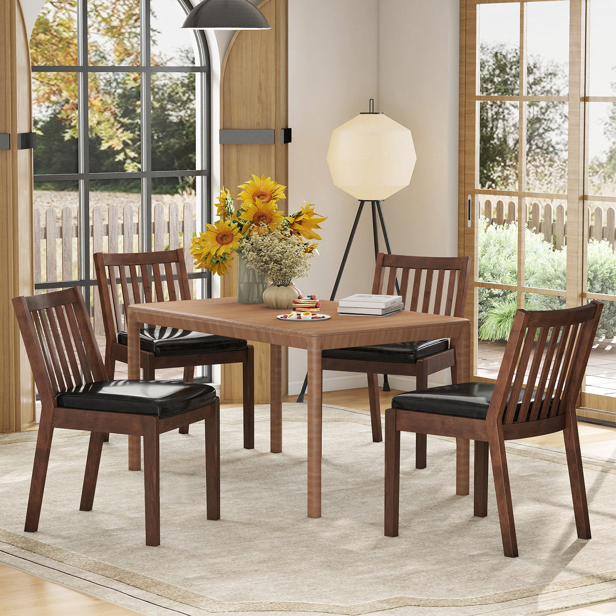 PU Leather Dining Chair Set of 4 with Padded Seat – Espresso