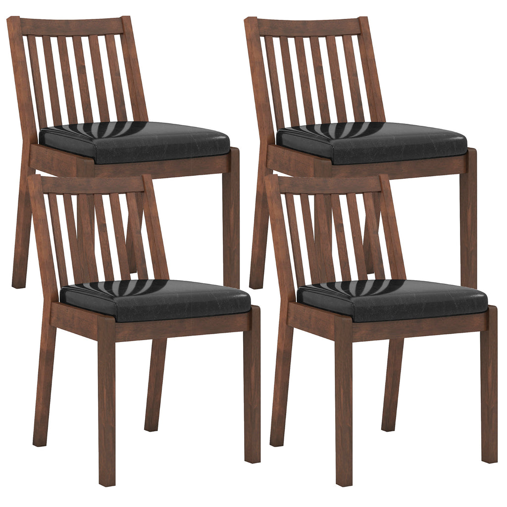 PU Leather Dining Chair Set of 4 with Padded Seat – Espresso