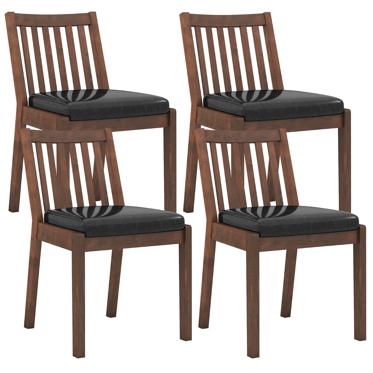 PU Leather Dining Chair Set of 4 with Padded Seat – Espresso