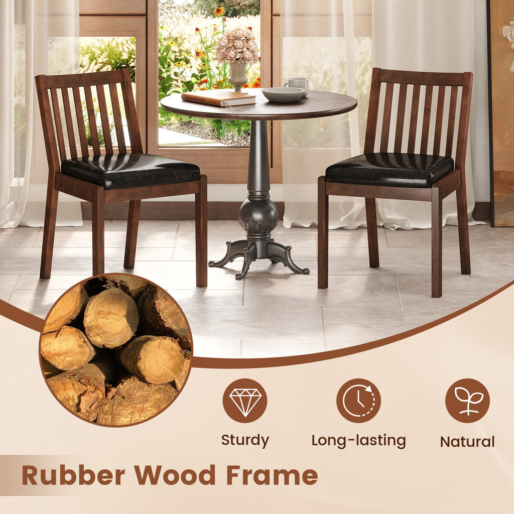 PU Leather Dining Chair Set of 4 with Padded Seat – Espresso