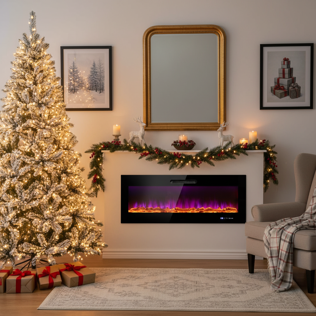 Pre-Lit Premium Snow-Flocked Hinged Artificial Christmas Tree - 4.5 ft with 600 LED Lights