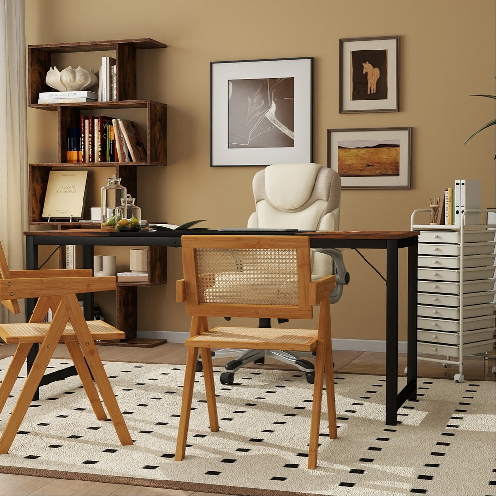 63 Inch Computer Desk with Steel Frame - Spacious Desk
