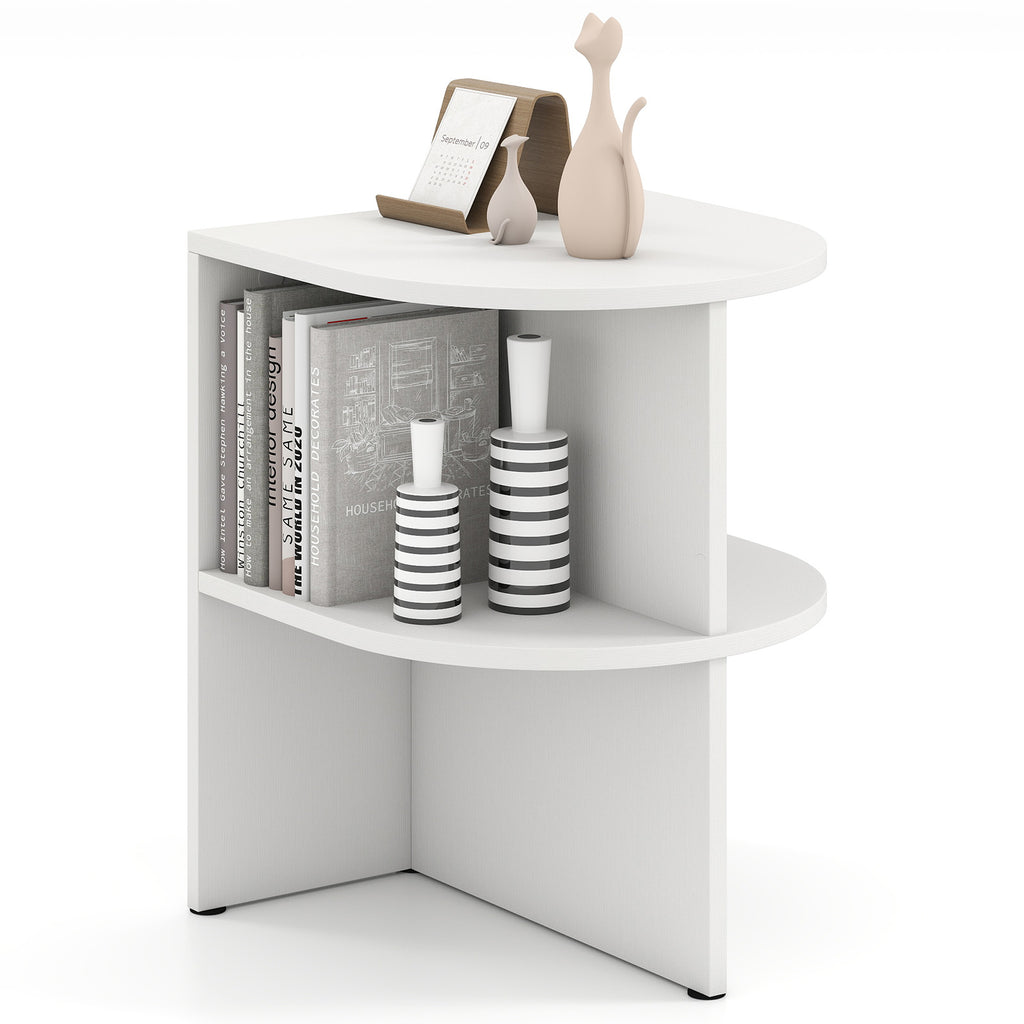 S-Shaped Side Table, White - Compact Accent Table