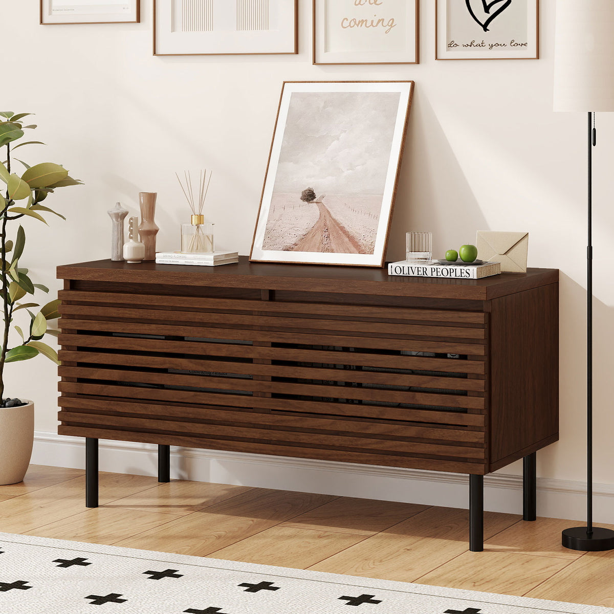 Mid-Century Fluted TV Stand for 40" TV - Walnut