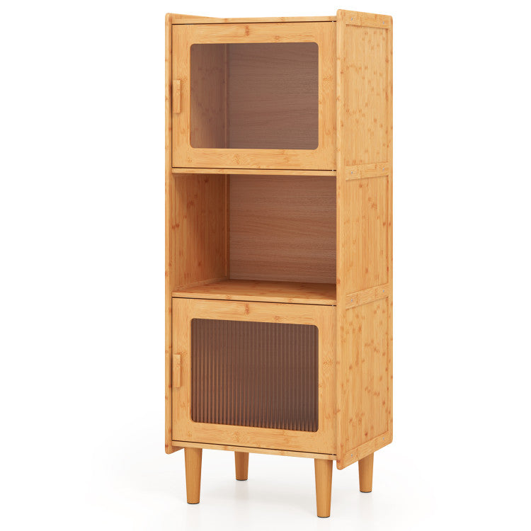 3-Piece Dining Room Set with Wooden Chairs & Storage Cabinets