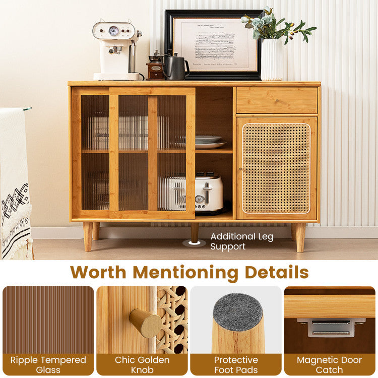 3-Piece Dining Room Set with Wooden Chairs & Storage Cabinets
