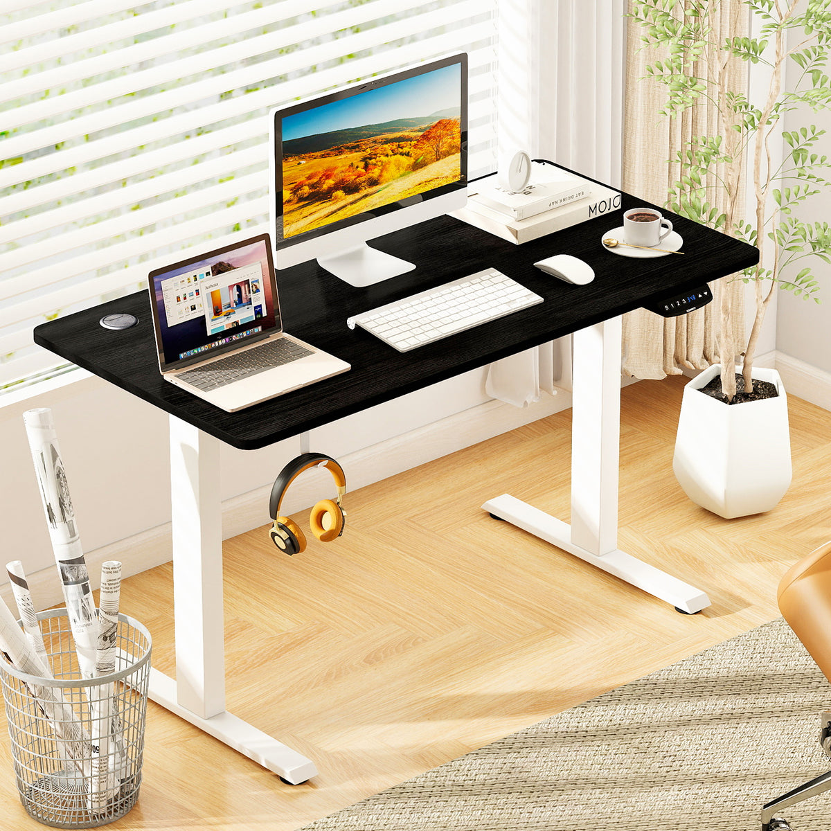 Electric Standing Desk Height Adjustable, 3 Memory Settings - Small, Black