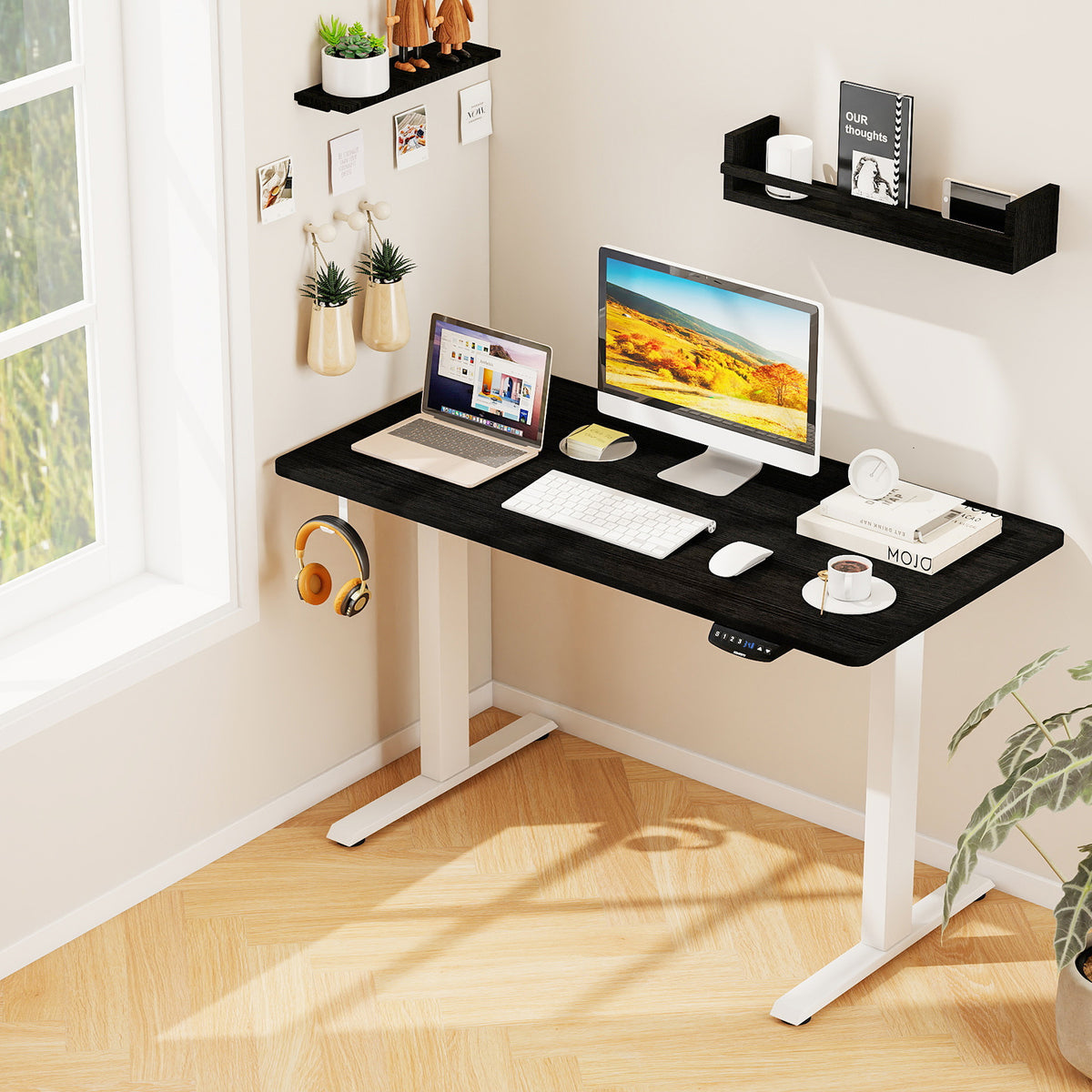 Electric Standing Desk Height Adjustable, 3 Memory Settings - Small, Black