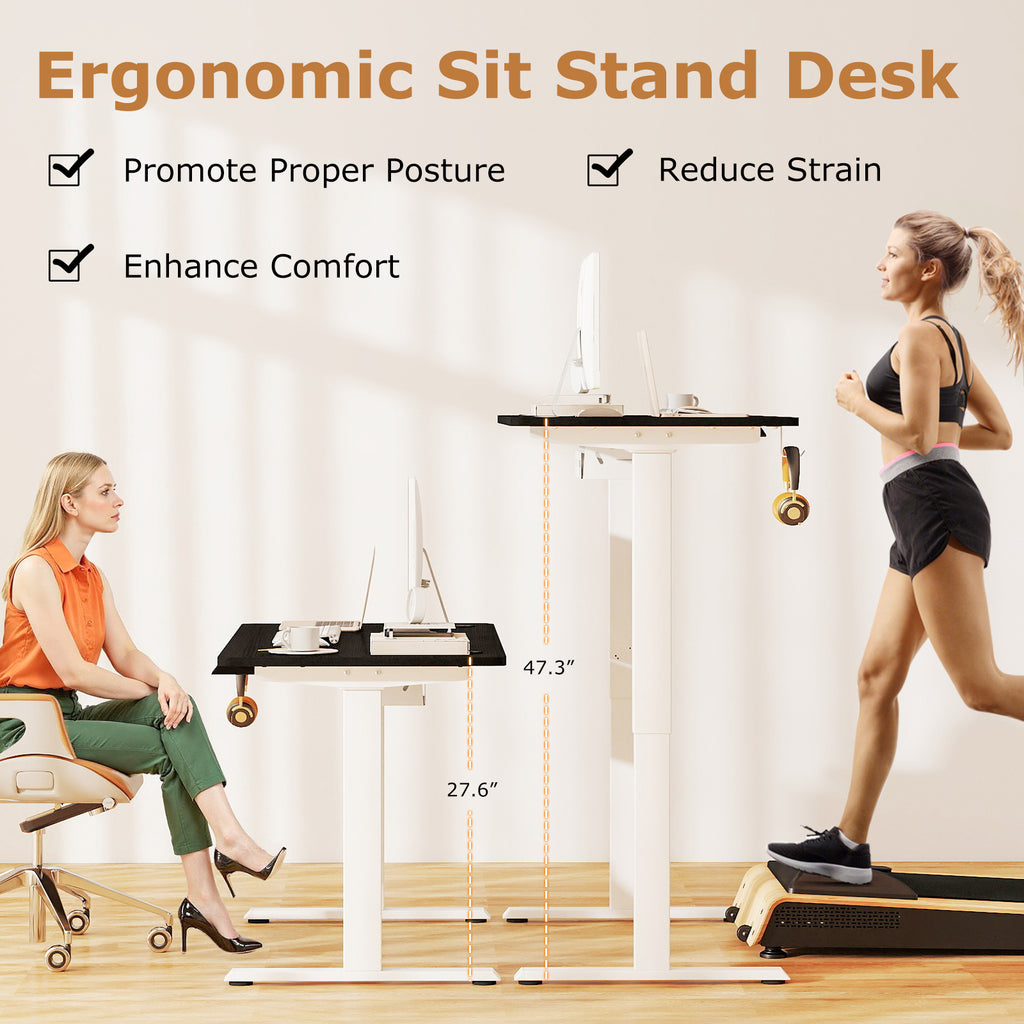 Electric Standing Desk Height Adjustable, 3 Memory Settings - Small, Black