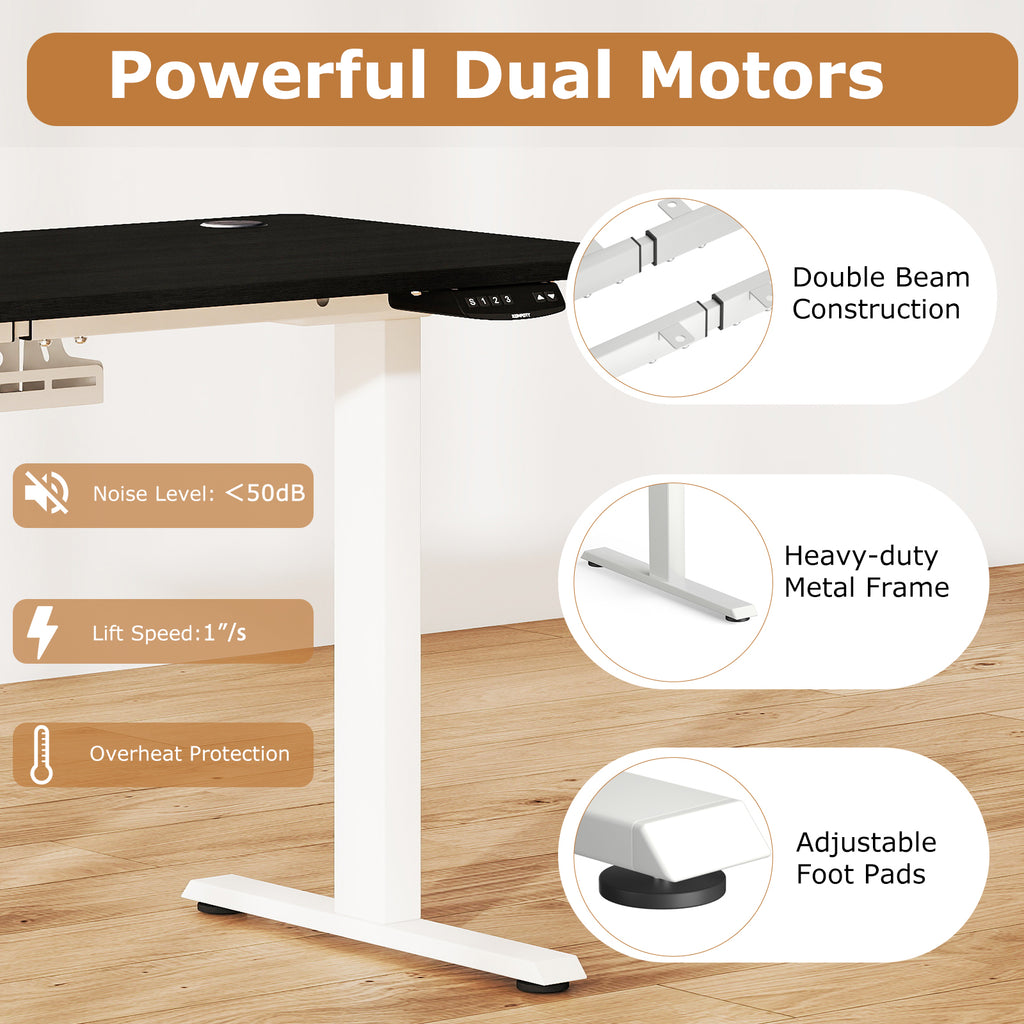 Electric Standing Desk Height Adjustable, 3 Memory Settings - Small, Black