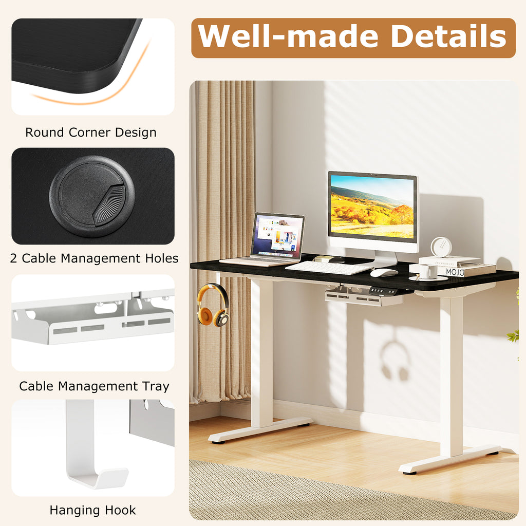 Electric Standing Desk Height Adjustable, 3 Memory Settings - Small, Black