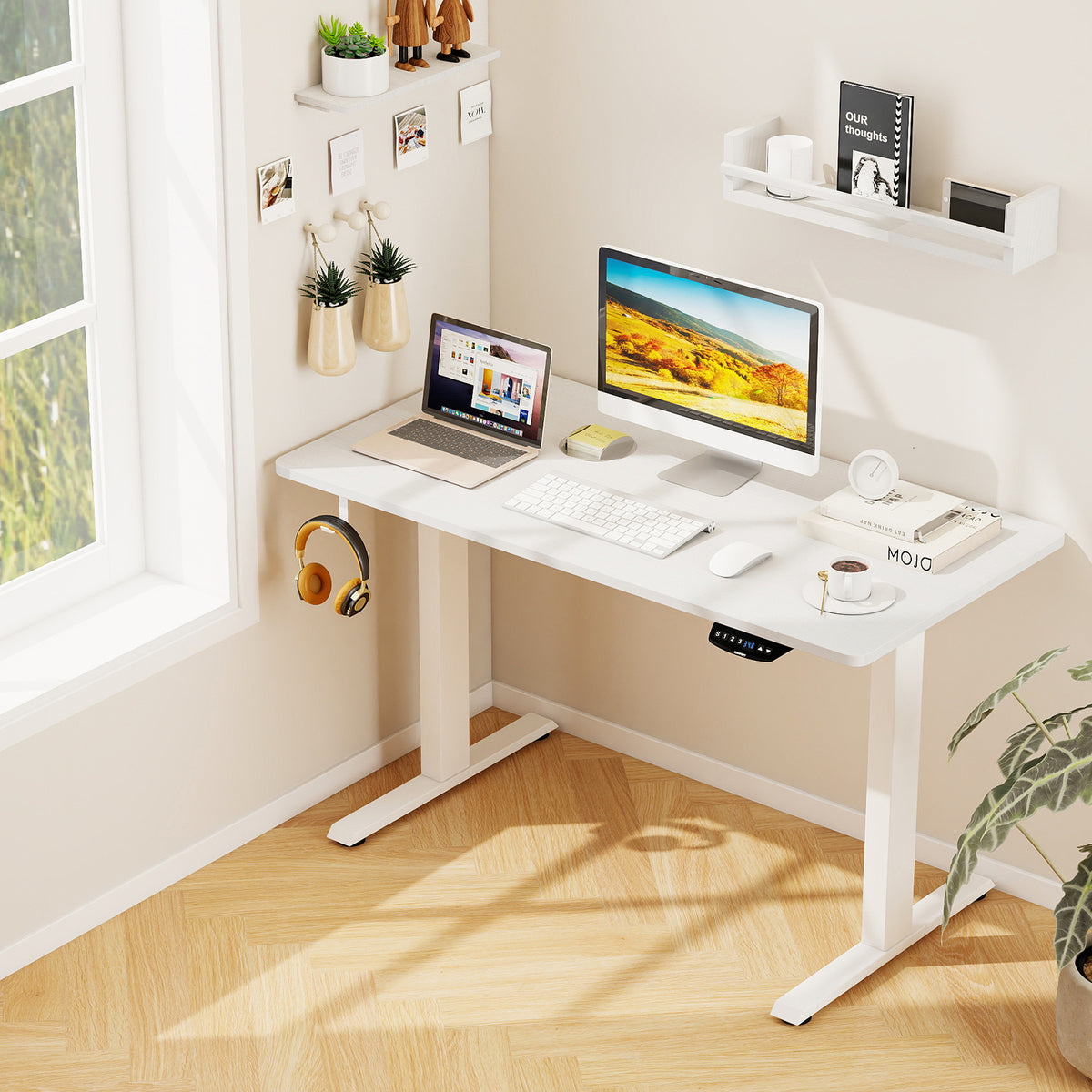 Electric Standing Desk Height Adjustable 3 Memory - Small White