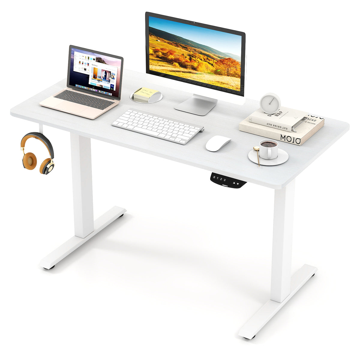 Electric Standing Desk Height Adjustable 3 Memory - Small White